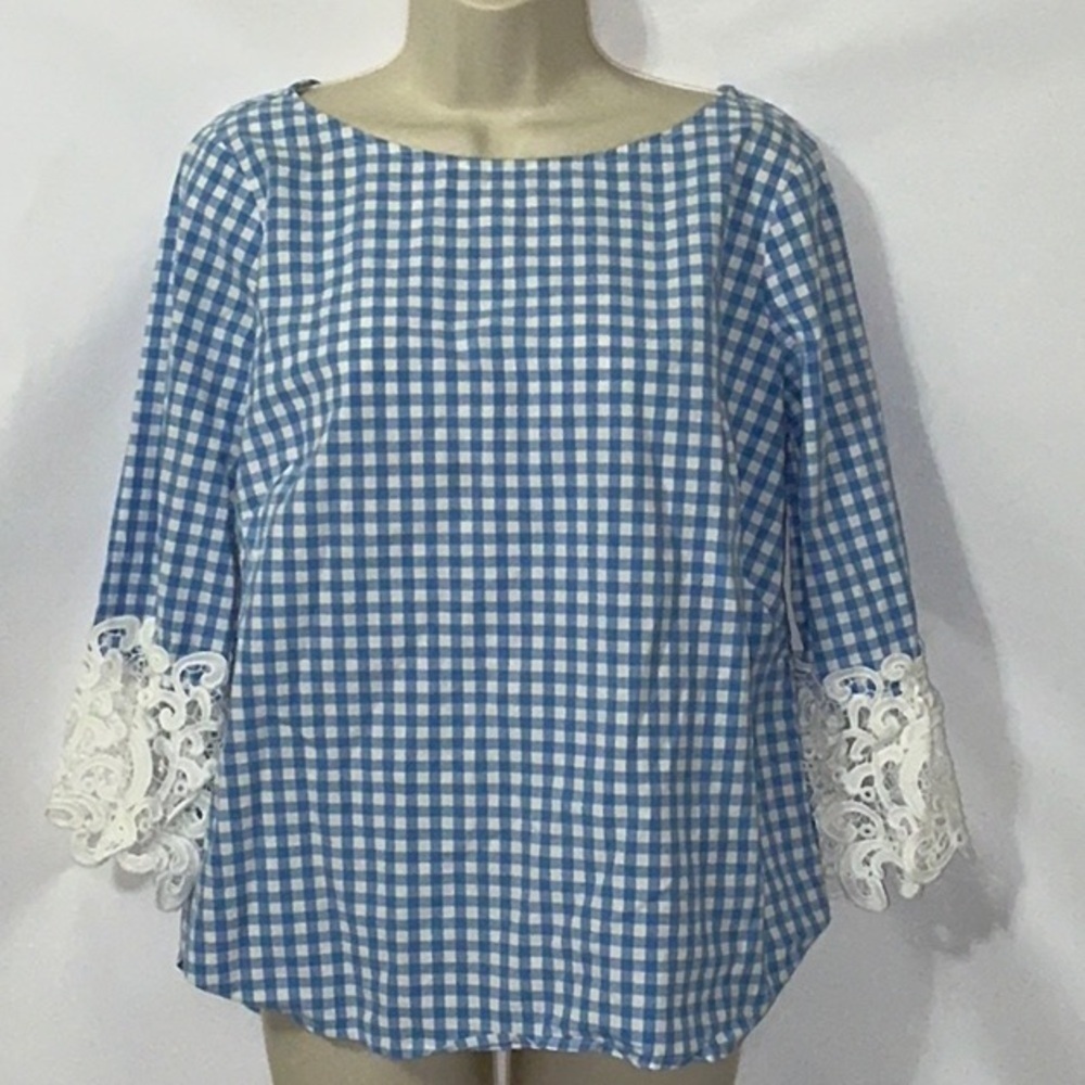 Liz Claiborne, Blue & White Checkered Top, SZ. M